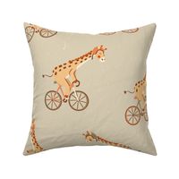 Funny Giraffe Cyclist - seamless pattern  bikes - green