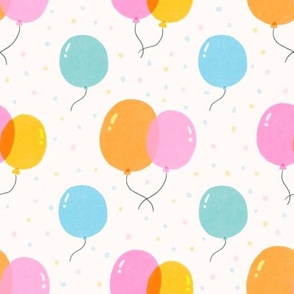 Party celebration - bright neon pastel confetti balloons, riso style 