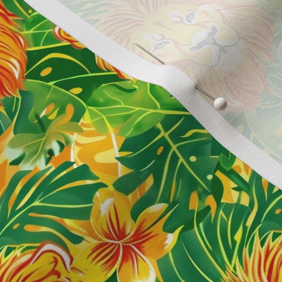 Sunlit Roar: Tropical Beach Leo Lion Pattern