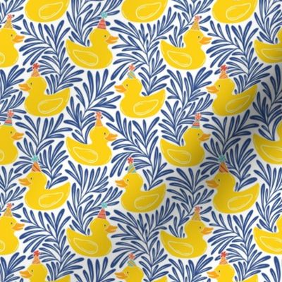 Party Hat Rubber Ducks - yellow and blue - small