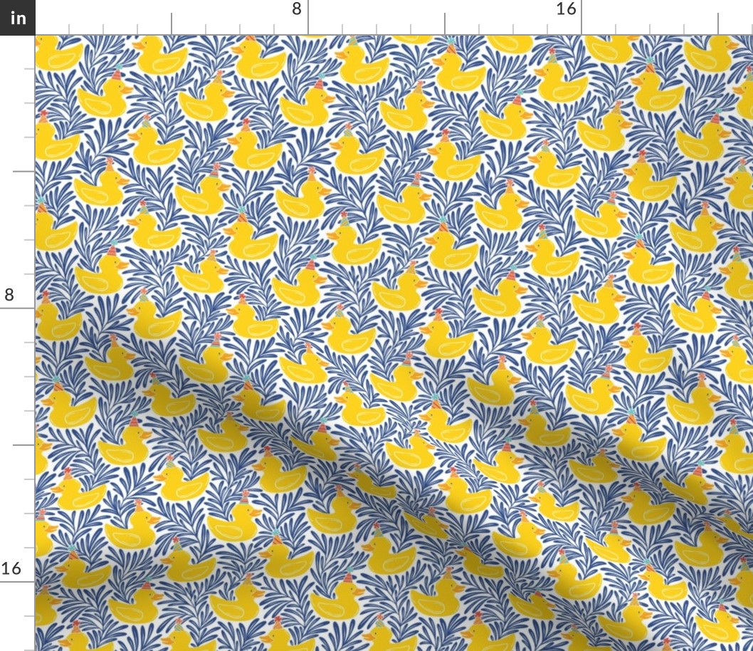 Party Hat Rubber Ducks - yellow and blue - small