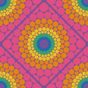24” Radiant Maximalist Rainbow Dot Mandala Diamond Tile - Large