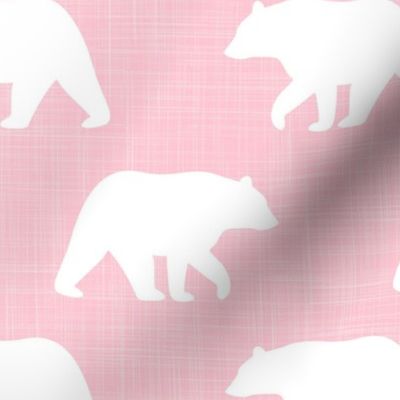 Bigger Bear Silhouettes on Baby Pink Crosshatch