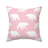 Bigger Bear Silhouettes on Baby Pink Crosshatch