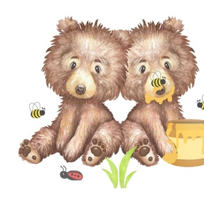 Woodland Animals Bear Honey Baby Nursery Pillow Ladybug Bee 