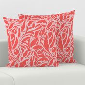 Larger Scale // Abstract Organic Botanical Shapes - Amaranth Red on Pale Pink