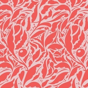 Medium Scale // Abstract Organic Botanical Shapes - Amaranth Red on Pale Pink