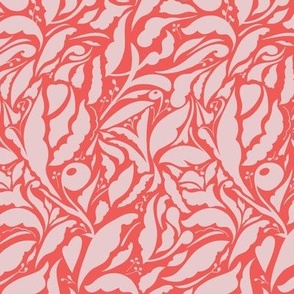 Medium Scale // Abstract Organic Botanical Shapes - Pale Pink on Amaranth Red