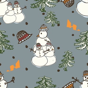 snowmans holiday repeat gray