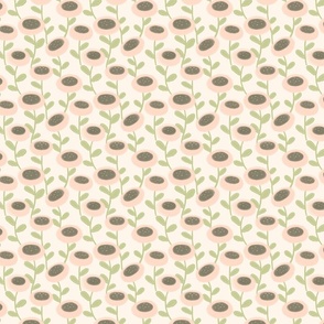 Abstract Minimal Floral - Cream, pink, green (Small)