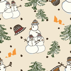 snowmans holiday repeat off white