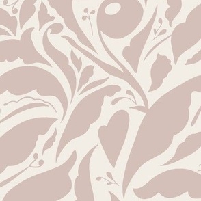 Larger Scale // Abstract Organic Botanical Shapes - Beige on Cream White Neutrals