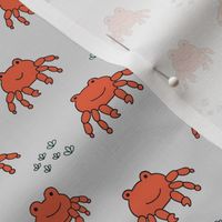 Crabby shore - summer beach animals freehand crabs for kids red on gray