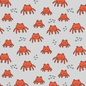 Crabby shore - summer beach animals freehand crabs for kids red on gray