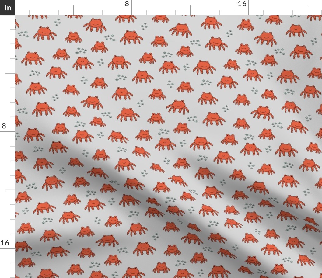 Crabby shore - summer beach animals freehand crabs for kids red on gray