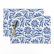 Dancing floral_ vines_ royal blue_ orange_ modern