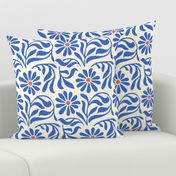 Dancing floral_ vines_ royal blue_ orange_ modern