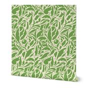 Large Scale // Abstract Organic Botanical Shapes - Kelly Green on Cream White