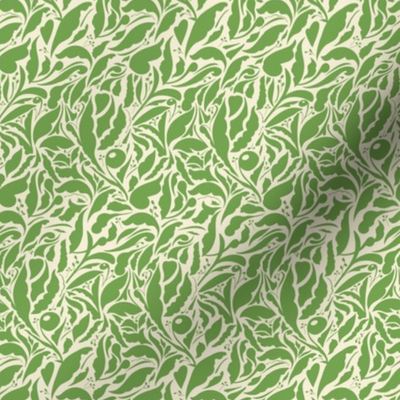 Smaller Scale // Abstract Organic Botanical Shapes - Kelly Green on Cream White