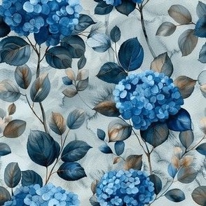 Elegant Blue Hydrangea Floral Watercolor
