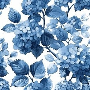 Elegant Soft Blue Watercolor Hydrangea Flowers on White