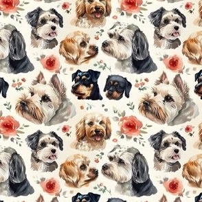 Dog Faces & Flowers - small 