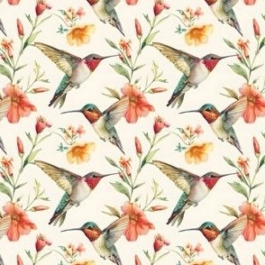 Hummingbirds & Flowers - small 