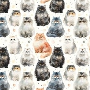 Watercolor Cats on White - small 