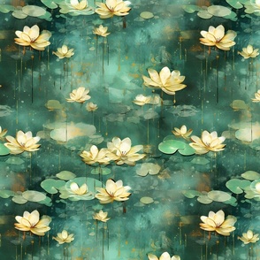 Watercolor Lilies & Lily Pads - large