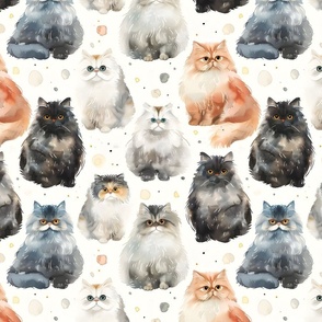 Watercolor Cats on White - large 