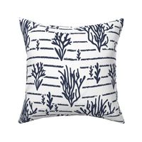 Coral Bed - Nautical Summer Coral Stripe White Navy Large