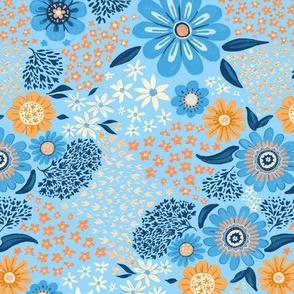 Dog Days  Blue Ditsy Party Floral