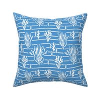 Coral Bed - Nautical Summer Coral Stripe Blue White Regular