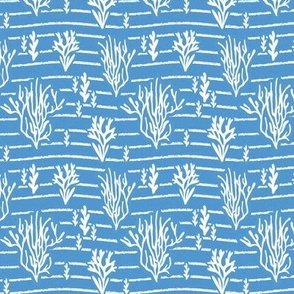 Coral Bed - Nautical Summer Coral Stripe Blue White Small