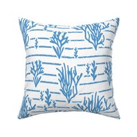 Coral Bed - Nautical Summer Coral Stripe White Blue Large