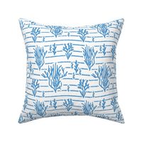 Coral Bed - Nautical Summer Coral Stripe White Blue Regular