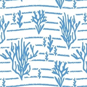 Coral Bed - Nautical Summer Coral Stripe White Blue Regular