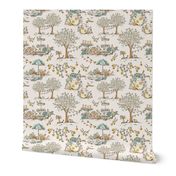 Lemonade Garden Party Toile  (Blue) (Large Scale)(10.5/12”)