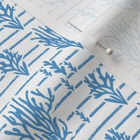 Coral Bed - Nautical Summer Coral Stripe White Blue Small