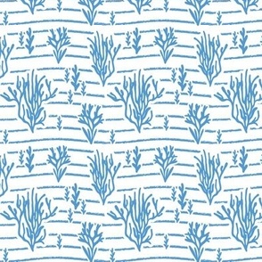 Coral Bed - Nautical Summer Coral Stripe White Blue Small