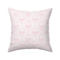 Small Pink Butterfly Damask on White