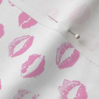 Small Pink Kissy Lips on White