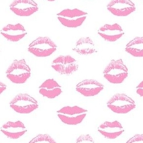Small Pink Kissy Lips on White