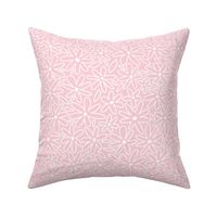 Medium White Doodle Daisies on Pink