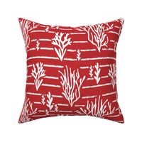 Coral Bed - Nautical Summer Coral Stripe Red White Large