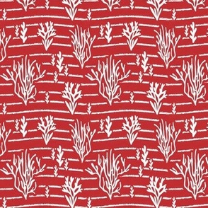 Coral Bed - Nautical Summer Coral Stripe Red White Small