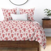 Coral Bed - Nautical Summer Coral Stripe White Red Large