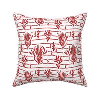 Coral Bed - Nautical Summer Coral Stripe White Red Regular