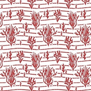 Coral Bed - Nautical Summer Coral Stripe White Red Small