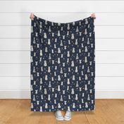 (L) Pawsome dogs Party - navy blue, peach bows